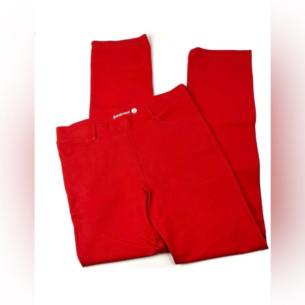 Betabrand | Bright Red Legging Straight Leg Stretch Pants L LONG